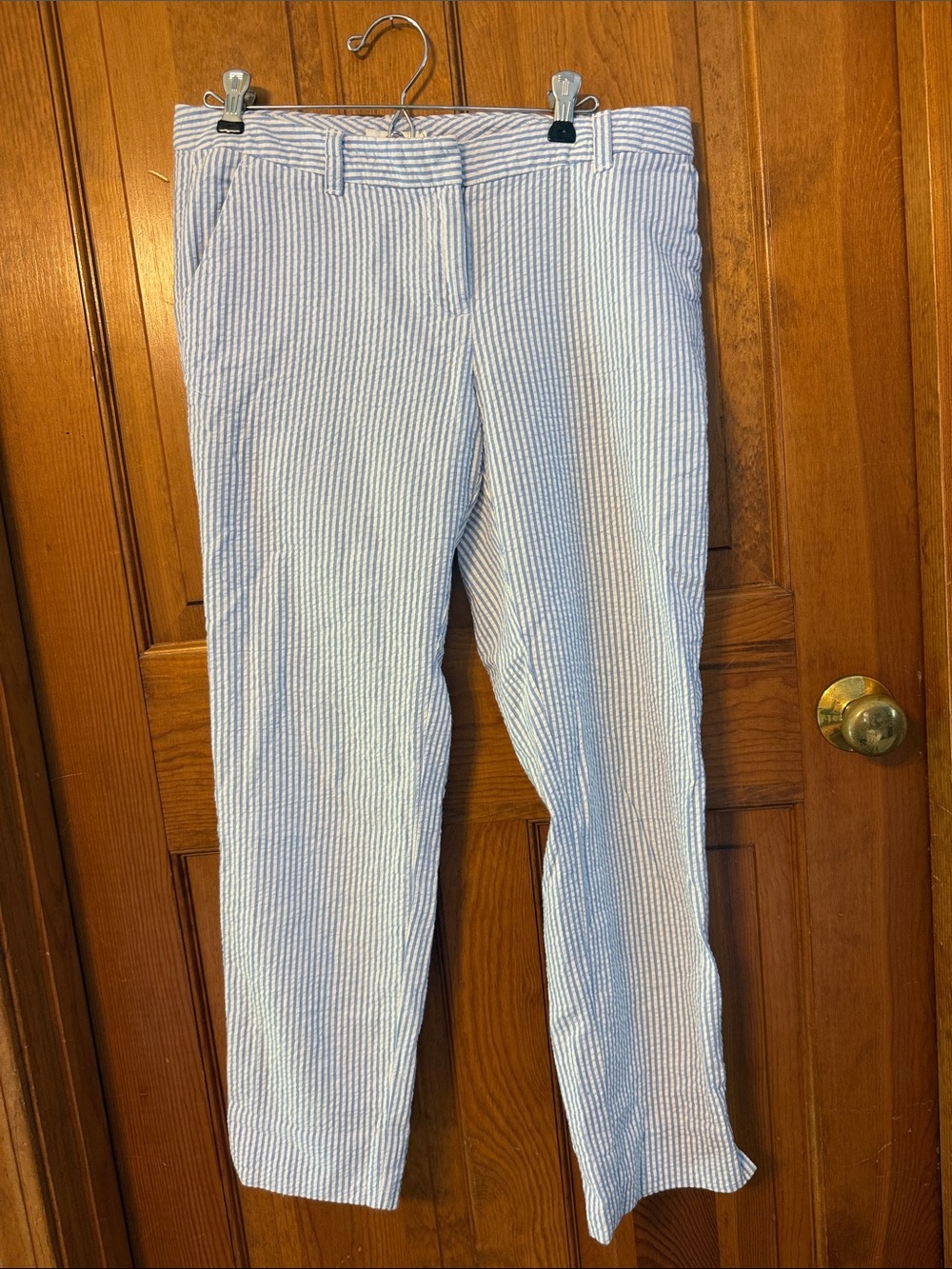 Vineyard Vines Light Blue and White Seersucker Straight-Leg Pants